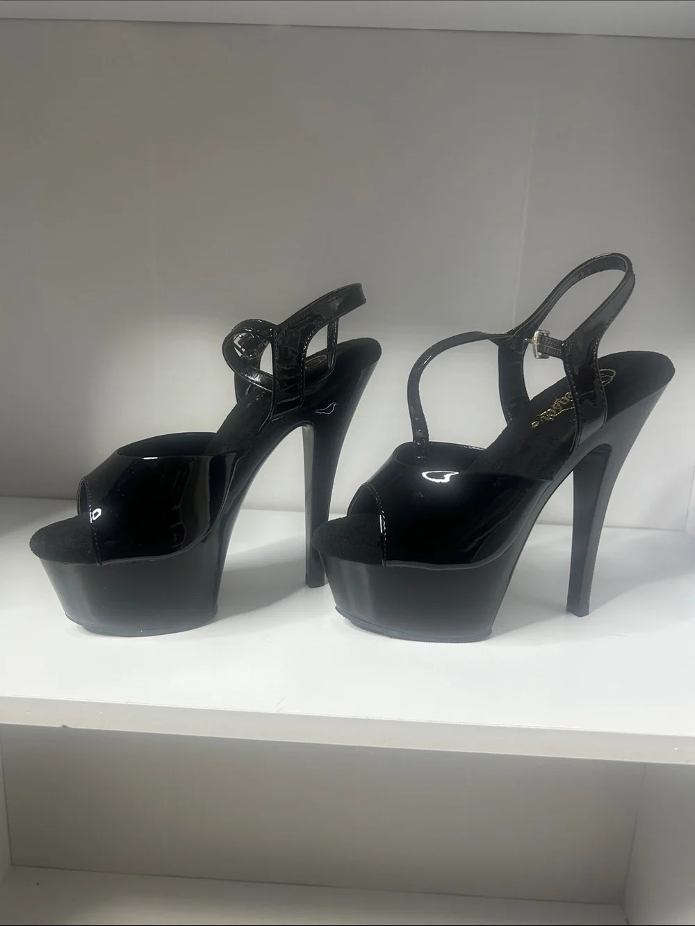 Black Patent Platform High Heel Sandals - Women